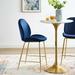 Willa Arlo™ Interiors Scoop Gold Stainless Steel Leg Performance Counter Stool Upholstered/Velvet/Metal in Blue | 41.5 H x 21 W x 23 D in | Wayfair