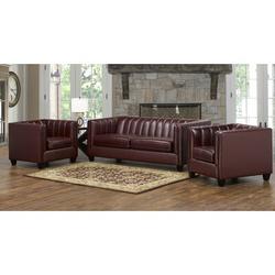 Foundry Select Telfair 3 Piece Living Room Set Leather Match in Red | 30 H x 84 W x 36 D in | Wayfair Living Room Sets
