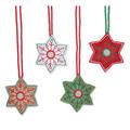 The Holiday Aisle® Festive Snowflake Hanging Figurine Ornament Fabric in Red | 3.1 H x 3.1 W x 0.8 D in | Wayfair 6B45D60E5F854867A222EB7F829C785E