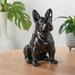 Ebern Designs Zermeno Sitting French Bulldog Ceramic Decorative Sculpture Porcelain/Ceramic in Black | 12.25 H x 6.5 W x 10 D in | Wayfair