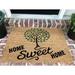 Ebern Designs Allengrove Tree Home Sweet Home 24" L x 36" W Non-Slip Outdoor Door Mat Natural Fiber/Coir in Brown/White | Wayfair