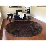 Brown 48 x 3 in Area Rug - Union Rustic Whisenhunt Luxurious Dark Area Rug Sheepskin/Faux Fur | 48 W x 3 D in | Wayfair