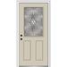 Verona Home Design Grace Painted Both Sides The Same 1/2 Lite 2-Panel Fiberglass Prehung Front Entry Door on 6-9/16" Frame Metal | Wayfair