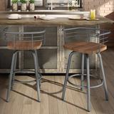 Trent Austin Design® Friedell Solid Wood Swivel Counter & Bar Stool Wood/Metal in Gray/Brown | 36.25 H x 21.5 W x 19.25 D in | Wayfair