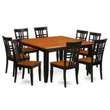 Charlton Home® Solorzano 9 - Piece Butterfly Leaf Rubberwood Solid Wood Dining Set Wood in Brown | Wayfair 9D495F000D20429896C98AAB9E7F4183