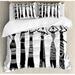 Bungalow Rose African Sketch of Local Women w/ Jugs Silhouettes Tribal Patterned Dresses Duvet Cover Set Microfiber in Black/White | Queen | Wayfair
