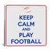 Winston Porter Jetter Keep Calm & Play Football V - Textual Art Print on Canvas in Blue/Gray | 18 H x 18 W x 1.5 D in | Wayfair