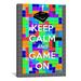 Winston Porter Jetter Keep Calm & Game on Graphic Art on Canvas in Blue/Gray/Green | 90 H x 60 W x 1.5 D in | Wayfair