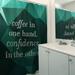 East Urban Home Faux Gemstone Coffee & Confidence Quote Single Shower Curtain Polyester in Green | 74 H x 71 W in | Wayfair