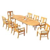 Rosecliff Heights Kevon Oval 8 - Person Teak Outdoor Dining Set Wood/Metal in Brown | 30.5 H x 82 W x 40 D in | Wayfair