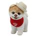 August Grove® Ardmore Straw Hat Boo the World's Cutest Pomeranian Dog Figurine Resin, Glass in Red | 5.25 H x 5.25 W x 3 D in | Wayfair