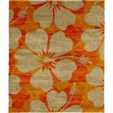 96 W in Rug - Isabelline One-of-a-Kind Regenia Hand-Knotted Tibetan Orange/Beige 8' Round Wool Area Rug Wool | Wayfair