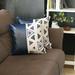 Union Rustic Senn Livingon Decorative Square Throw Pillow Covers Faux Leather/Polyester in Blue/White/Navy | 17 H x 17 W x 0.2 D in | Wayfair
