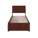 Harriet Bee Salem Solid Wood Sleigh Storage Platform Bed w/ Footboard & Under Bed Drawers Wood in Brown | 44.3 H x 62.625 W in | Wayfair