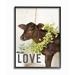 Gracie Oaks 'Farmhouse Love Baby Cow w/ Garland Wreath Photograph' by UTURN Studio Graphic Art Wood in Brown | 14 H x 11 W x 1.5 D in | Wayfair