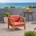 Highland Dunes Teak Patio Chair w/ Cushions Wood in Red | 26.5 H x 30.25 W x 30.25 D in | Wayfair 2E3DF1277A3F4A0AA355E63887FDE498