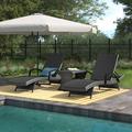 Wade Logan® Billur Reclining Chaise Lounge Set w/ Table, Wicker in Gray | 15.75 H x 27.5 W x 79.25 D in | Outdoor Furniture | Wayfair