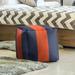 East Urban Home Virginia Stripes Cube Ottoman Polyester/Fade Resistant/Scratch/Tear Resistant in Orange/Blue | 18 H x 18 W x 18 D in | Wayfair