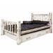 Millwood Pines Montana Collection Lodge Pole Pine Storage Bed Wood in White | 47 H x 60 W x 87 D in | Wayfair E175350CA9264B39B4A9E6C4E5ECE614