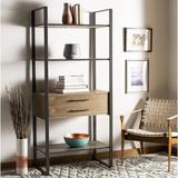 Latitude Run® Skylar 72" H x 32" W Iron Etagere Bookcase Wood/Metal in Gray/Brown | 72 H x 32 W x 18 D in | Wayfair