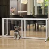 Richell 2 Panel Free Standing Pet Gate Wood (a more stylish option)/Metal (a highly durability option) in Pink/White | Wayfair 94159