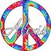 Zoomie Kids Humberwood Custom Peace Sign Name Personalized Wall Decal Vinyl/Plastic in Blue/Red | 14 H x 14 W x 0.01 D in | Wayfair