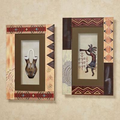 Southwest Shadow Box Wall Art Multi Warm Set of Tw...