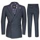 Mens 3 Piece Double Breasted Suit Smart Tailored Fit Vintage Pinstripe Jacket Waistcoat Trouser[SUIT-KYE-NAVY-44] Blue