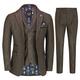 Mens Blue Brown Tweed 3 Piece Suit Retro 1920s Smart Tailored Fit[SUIT-CALVIN-BROWN-40]