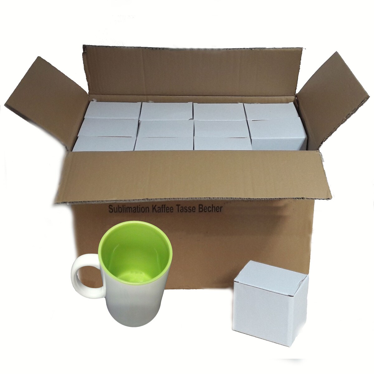 Airbrush-City 36 Stück Fototasse Sublimation Kaffee Tassen Becher WEISS - INNEN GRÜN Image