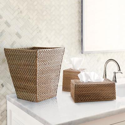 Piper Woven Bath Collection - Waste Basket Washed Taupe - Ballard Designs