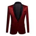 PYJTRL Mens Fashion Velvet Suit Jacket Slim Fit Blazers (Red Wine, 40)