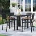 Wildon Home® Patio Dining Set Patio Table & Chairs Poly Rattan & Acacia Wood Wood/Wicker/Rattan in Black/Brown/White | 31.5" L x 31.5" W | Wayfair