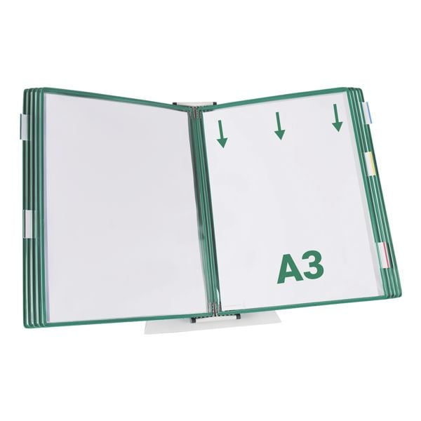 Tarifold Tischständer A3 mit 10 Sichttafeln grün, 67x42x34 cm Image