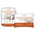 Snuggledown Goose Feather & Down King Size Duvet - 10.5 Tog All Year Round Quilt for Summer & Winter, 2 Medium Pillows - Soft Cotton Cover, Hypoallergenic, Machine Washable, Size (225cm x 220cm)