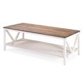 "48"" Distressed Farmhouse Coffee Table in Reclaimed Barnwood/White Wash - Walker Edison AF48NATCTWWR"