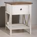 "19"" 1 Drawer Wood Side Table in Reclaimed Barnwood / White Wash - Walker Edison AF19NATSTWWR"