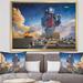 East Urban Home 'Robot Eating Donut' - Picture Frame Painting Print on Canvas Metal in Blue | 30 H x 40 W x 1.5 D in | Wayfair