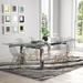 Orren Ellis Mcneeley Extendable Dining Table Glass/Metal in Gray | 30 H in | Wayfair CB-D2048-SS