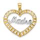 25mm 14ct Two tone Gold Madre Inside Love Heart Pendant Necklace Frame Two color and D C Jewelry Gifts for Women