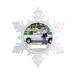 The Holiday Aisle® Personalized Friendly Folks Cartoon Snowflake Pick Up Truck Christmas Holiday Shaped Ornament Plastic in Gray | Wayfair