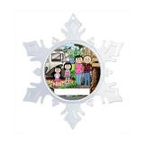 The Holiday Aisle® Personalized Friendly Folks Cartoon Snowflake RV Lovers 2 Girls Christmas Holiday Shaped Ornament Plastic in Brown/Pink | Wayfair