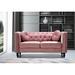 Rosdorf Park Whetzel 64.17" Velvet Rolled Arm Chesterfield Loveseat Velvet in Pink | 31.89 H x 64.17 W x 31.5 D in | Wayfair