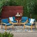 Corrigan Studio® Braxton Patio Chair w/ Cushions Wood in Blue/Brown | 27.25 H x 29 W x 31 D in | Wayfair FE9ECBE0BECD4A1C9FE226F6C3DBD1EE