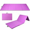 Costway 8 x 4 Feet Folding Gymnastics Tumbling Mat-Purple