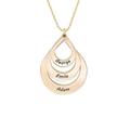 LONAGO Generation Necklace 925 Sterling Silver Personalised Engraved Name 3 Droplet Ring Pendant Necklace (gold-plated-silver)