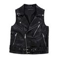YM YOUMU Women's Faux Leather Black Waistcoat Gilet Biker Sleeveless Jacket Vintage Top (Black, UK Size M/(Label Size XL))