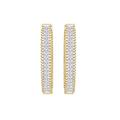 Aria Jewels Round Cut Natural Diamond Hoop Huggies Earrings in 14K Yellow Gold Over Sterling Silver For Women & Girls (0.10 Cttw, I-J Color, I2-I3 Clarity)