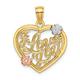 20mm 14ct Two tone Gold I Love You In Heart Pendant Necklace Tri color Jewelry Gifts for Women