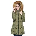 Orolay Women's Winter Down Jacket Hooded Faux Fur Trim Coat Green M